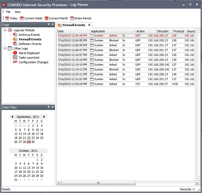 Firewall Events, Monitor Action Logs by Firewall Security v5